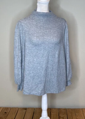 lush NWOT women’s high neck pullover sweater size L Blue grey K6 - Image 1 of 4
