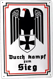 Blechschild 20x30 Durch Kampf zum Sieg Adler mit Eisernes Kreuz - Bild 1 von 3