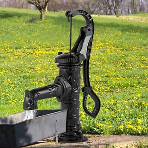 Schwengelpumpe Gartenpumpe 40x15x68cm Schwarz Brunnenpumpe Handschwengelpumpe - Bild 1 von 12