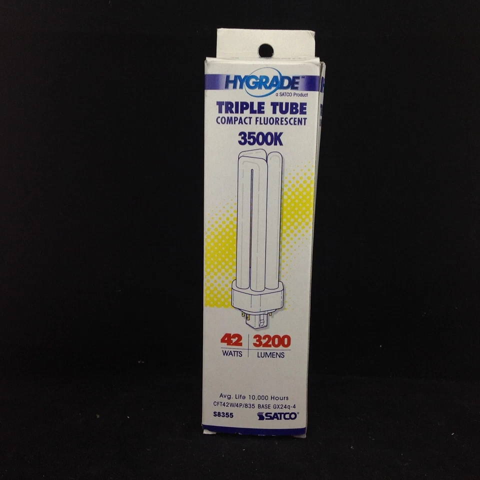 Satco S8355 CFT42W/4P/835 42W 4-Pin GX24q-4 T4 CFL 3500K Neutral White - Image 1 of 2