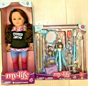 My Life As 18” Poseable Content Creator bambola e vlogger set 20 pezzi OCCHI BLU - Foto 1 di 9