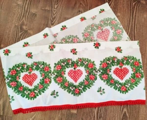 Nordic Christmas Valance Norwegian Swedish Kitchen Curtain with hearts - Picture 1 of 1