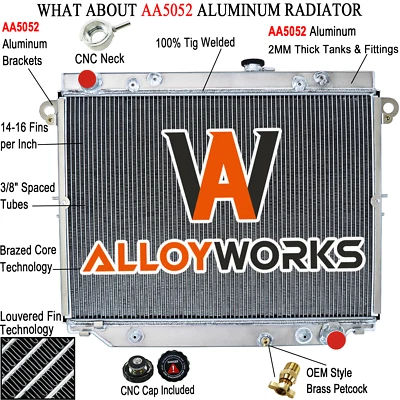 4 Row Aluminum Radiator For 1998-2007 Toyota Land Cruiser / Lexus LX470 4.7L V8 - Image 1 of 4