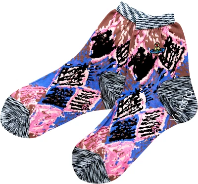 Vivienne Westwood JP Mujer Calcetines al Tobillo Graffiti Argyle Orb Gris Rosa Talla 23-24 cm Foto 1 de 4
