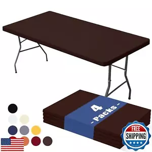 homing 4 Packs 6 Foot Rectangle Table Cloth, Waterproof Polyester Elastic Fit - Picture 1 of 5