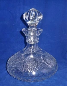 Vintage/Antiguo Americano Brillante Vidrio Corte ABP Barcos Decantador Estrella y Ventilador - Imagen 1 de 12