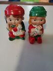 Vintage 1983 Avon Boy and Girl Elf Salt and Pepper Shakers Christmas Holiday 