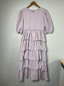 Neu mit Etikett Free The Roses Maxikleid Lavendel Stufen Gr. S Puffärmel Landhauskern - Bild 1 von 8