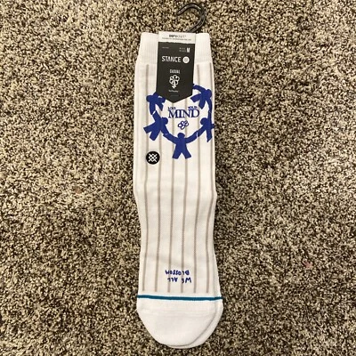 Stance Mens Icon Love Your Mind Casual Crew Socks Size M White Bad Boy Poppi - Image 1 of 4