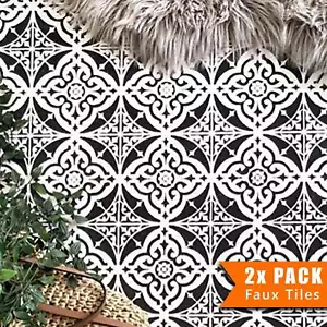Faux Tile Stencils - Paint Tile Effect on Floors Walls Garden Patios - Turin - Picture 1 of 6