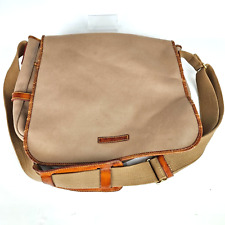 Dooney & Bourke Tan Canvas Leather Trim Messenger Bag 16" x 13"