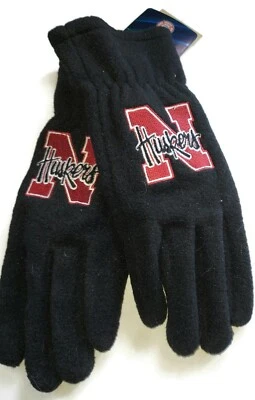 Nebraska State Huskers Women's Logo Fleece Gloves, NCAA, Black, O/S - Image 1 of 3
