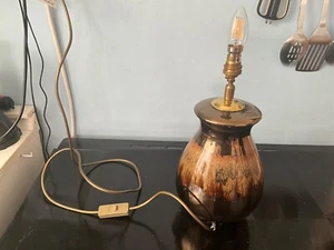 Poole Keramik Metallic Bronze Braun Erde Tropfglasur Lampenfuß 10" Selten Rarität - Bild 1 von 7