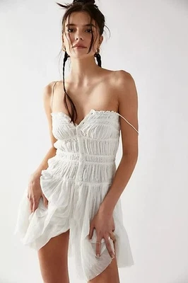Vestido Free People FP One Lausanne Sin Mangas Blanco Calado Buttondown Nuevo S Foto 1 de 3