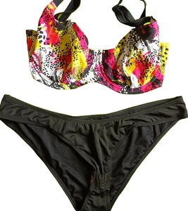 Curvy Kate/Pretty Little Thing UK 32H/12 Sea Leopard Multiway Balcony Bikini Set - Picture 1 of 7