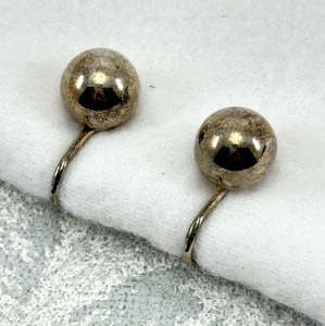 Pendientes Clip Tono Plata Redondo Metal Bola Estilo Simplístico De Colección - Imagen 1 de 5