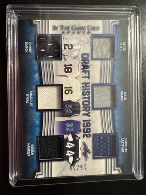 2019 Leaf In The Game Used Draft History 6 Relics Jeter, Jason ,Damon DH13 16/30 - Image 1 of 2