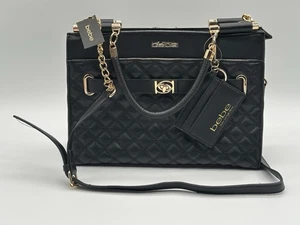 Bebe Las Angeles Alex Quilted Faux Leather Satchel Bag Handtasche Adjustable Straps - Bild 1 von 13