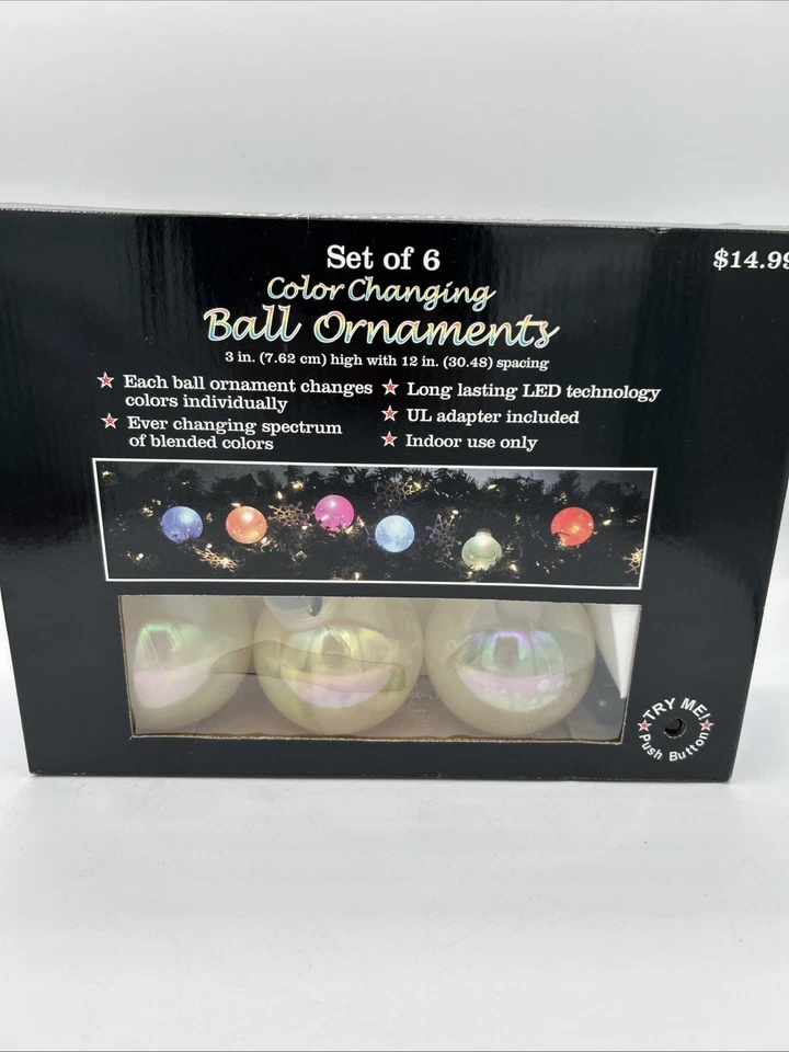 Juego de 6 adornos de bola LED que cambian de color cada bola cambia de color individualmente Foto 1 de 4