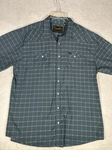 Howler Brothers Hemd Herren 2XL blau kariert Western Perlen Druckknopf Kurzarm Passe - Bild 1 von 8