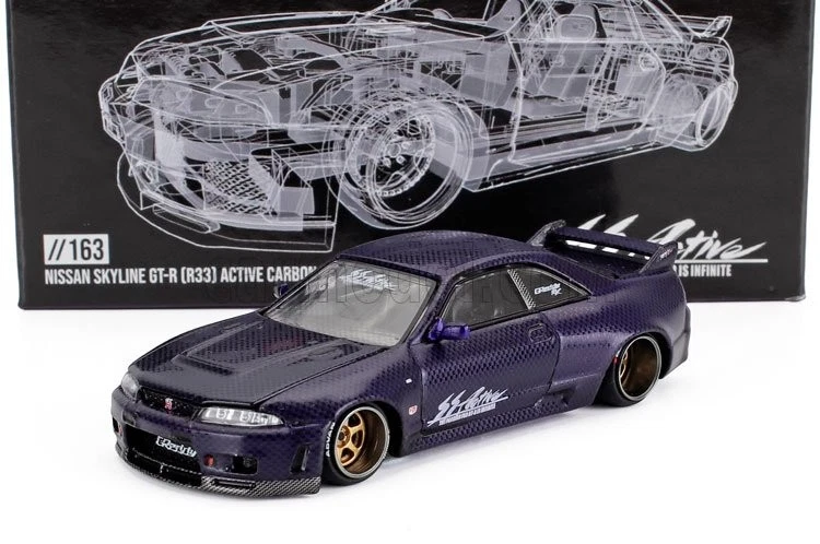 1/64 MINI-GT - NISSAN - SKYLINE GT-R (R33) ACTIVE CARBON R V2 1995 KHMG163 - Immagine 1 di 1