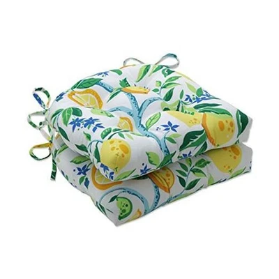  Paquete de 2 almohadillas para silla amarillas limonero exterior/interior, 15,5" x 16" Foto 1 de 4