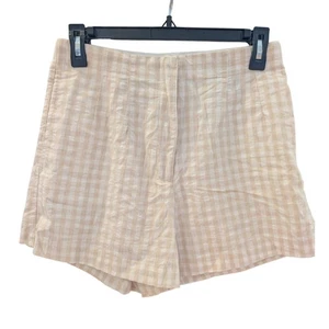 Pantalones Cortos H&M Beige Guinga Cintura Alta Talla 6 Lino Mezcla Algodón Cottagecore Picnic - Imagen 1 de 6