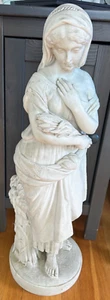 antique 1870 Parian Brodie RUTH STATUE Copeland figure sculpture Victorian girl - Picture 1 of 17