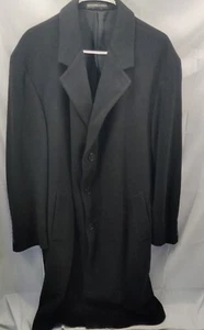 Vintage Ing Loro & C. Italy Men's Wool And Cashmere Trench Coat Black Long 44R - Picture 1 of 7