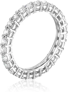 Anillo de banda eterna redondo de circonio cúbico redondo enchapado en platino talla 7 - Imagen 1 de 1