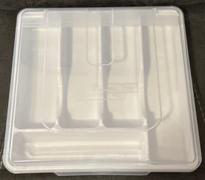 Bandeja de cubiertos para encimera con tapa - Bandeja de cubiertos de plástico para picnic 5 secciones - Imagen 1 de 6
