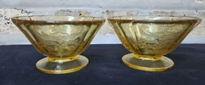 2 FEDERAL Depression Glass MADRID Amber Cone Shaped SHERBET Yellow Pressed Glass - Picture 1 of 4