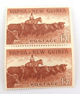 .1950s PNG Papua New Guinea Pair 1/7d Mint MNH. - Image 1 of 2