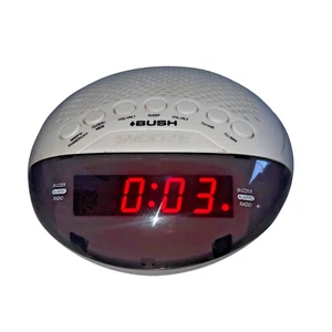 Bush CCR0021W Alarm Clock Radio White Round Bedroom Battery Back Up Argos Time - Picture 1 of 14