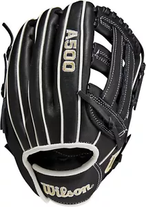 Guanto da baseball giovanile 2023 A500 nero/bianco/biondo 10,5" tiro destro NUOVO - Foto 1 di 7