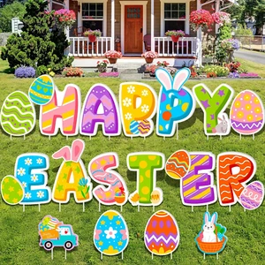 23 PCS Happy Easter Day Yard Signs Decorations, DIY Spring Yard Signs with Stake - Picture 1 of 12