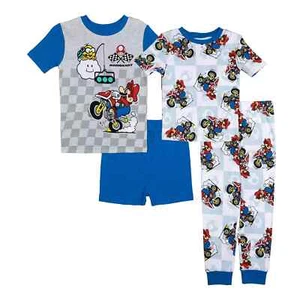 New Nintendo "Mario Kart" 4-Piece Tops & Bottoms Pajama Set 6 8 10 - Picture 1 of 2