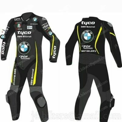 Neuf 2023 BMW Hommes Moto Combinaison Cuir Moto Veste Pantalon Courses Armour CE - Photo 1/3
