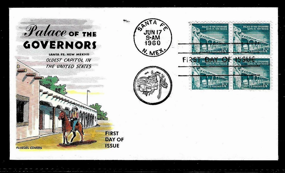 1031A 1.5c Stamp (1960) GOVERNORS PALACE FDC BY CAPTAIN HERMAN FLUEGEL - BLOCK - Image 1 of 1