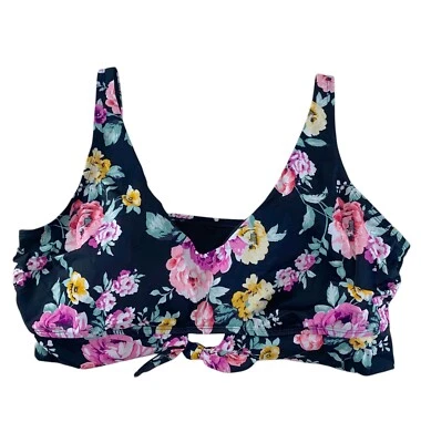 Traje de baño Maurices American Beach Top Talla XXL Negro Floral Bikini Pullover Nuevo Foto 1 de 4
