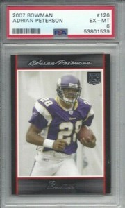 2007 Bowman football card #126 Adrian Peterson Minnesota Vikings graded PSA 6