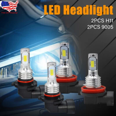 4X 9005 H11 LED Headlight Combo High Low Beam Bulbs Kit Super White Bright Bulb - Image 1 of 4