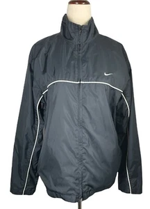 Womens NIKE Nylon Black With White Line Full Zip Windbreaker Size Small (4-6)  - Picture 1 of 12