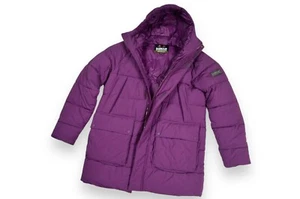 Men's Barbour Rue Parka International Jacket Down Puffer Purple Hood Size M - Picture 1 of 16