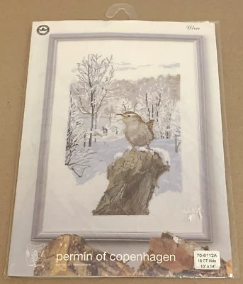 Permin "Wren" Pájaro en Invierno Bosque Punto de Cruz Kit Nuevo en Paquete 10x14" Foto 1 de 2