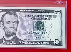 2009 $5 FIVE DOLLAR ( BOSTON A ) UNCIRCULATED - Picture 1 of 3