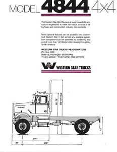 Truck Data Sheet - Western Star - 4844 4X4 - c1986 - Brochure (T3530) - Picture 1 of 1