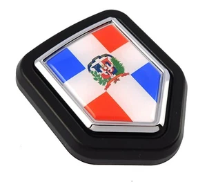 Dominican Republic flag Car Truck Black Shield Grill Badge chrome grille emblem - Foto 1 di 12