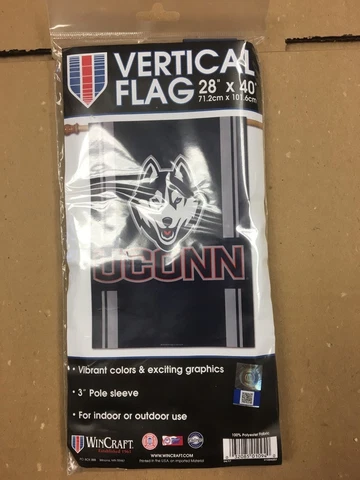 COLLEGE FOOTBALL BIGGER SIZE WINCRAFT UCONN HUSKIES 28" X 40" VERTICAL FLAG Cover