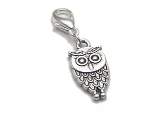 25 Tibet Silver Alloy Owl Clip On Charms Fits Charm Chain Bracelet - Picture 1 of 7